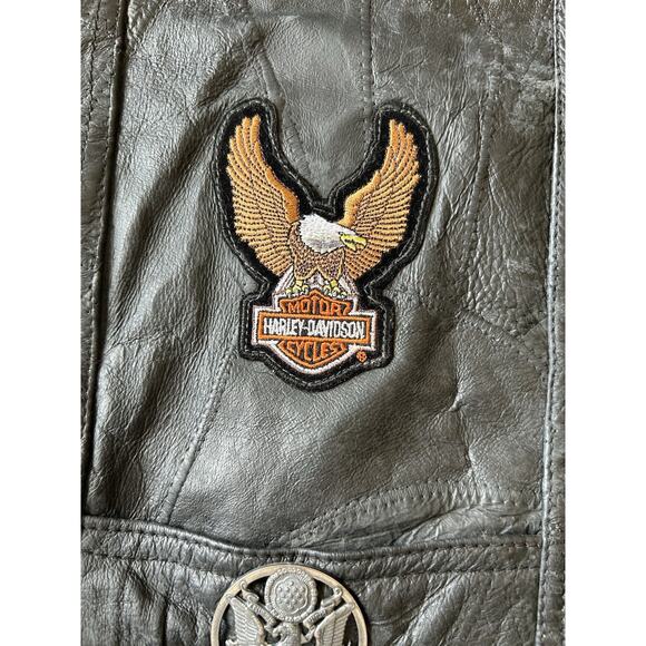 Men's Black Leather Motorcycle Biker Vest with LIVE to Ride Patch Size 46-48 - Picture 8 of 14
